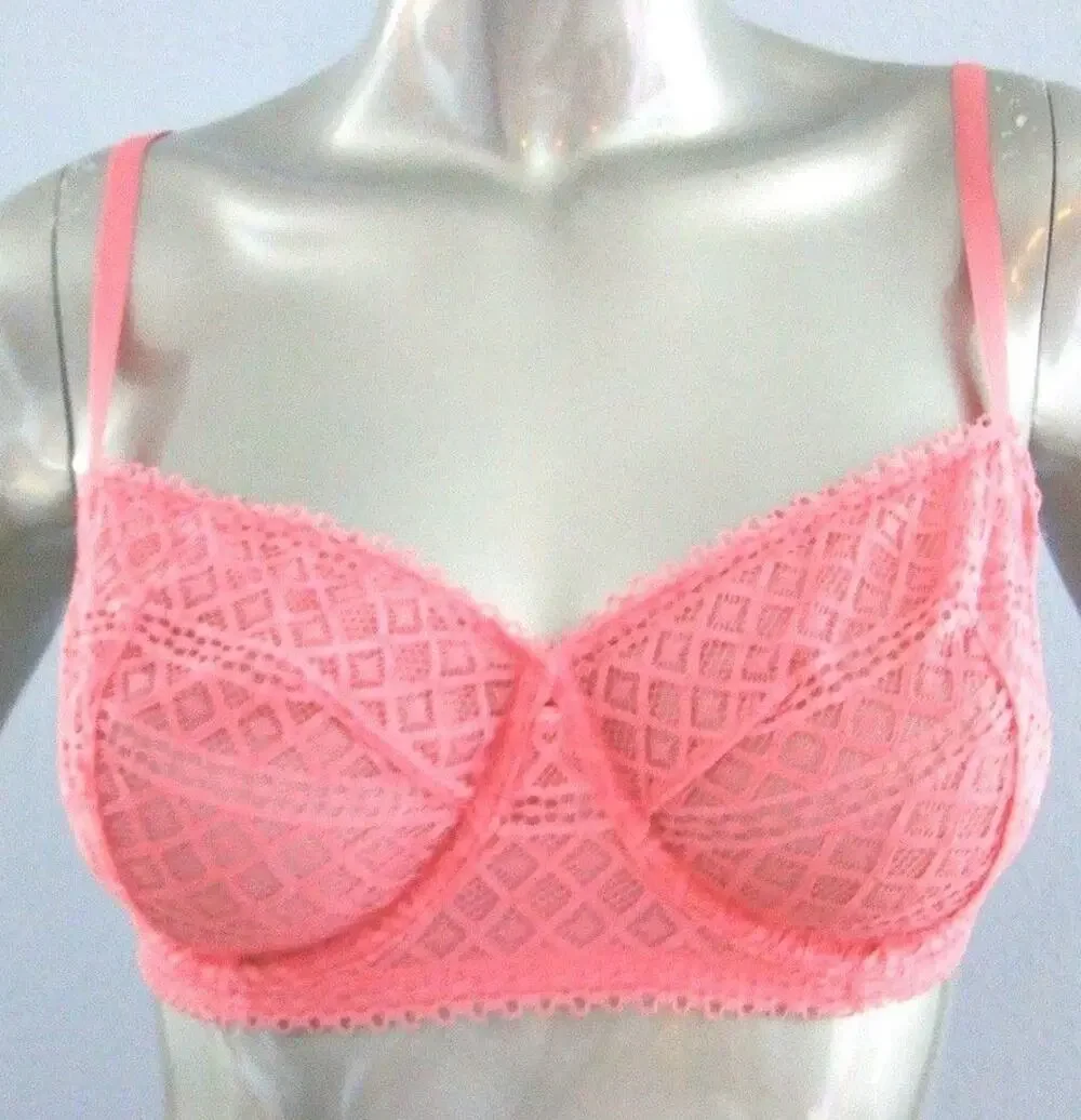 Victoria's Secret Unlined Pink Crochet Lace Balconet Balconette Bra